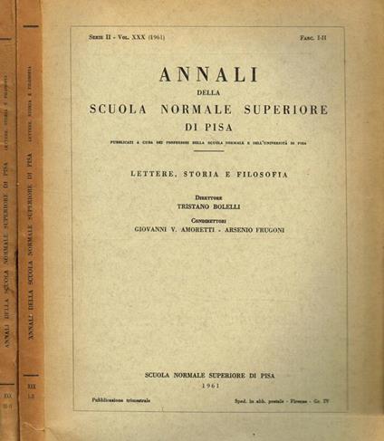 Annali Della Scuola Normale Superiore Di Pisa Serie Ii Vol.Xxx - copertina
