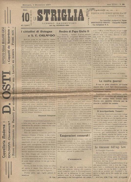 La Striglia N. 20. Libero Gazzettino dell' Ing. Giuseppe Ceri - copertina