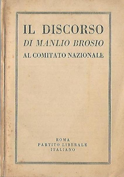 Il discorso di Manlio Brosio al comitato nazionale - copertina
