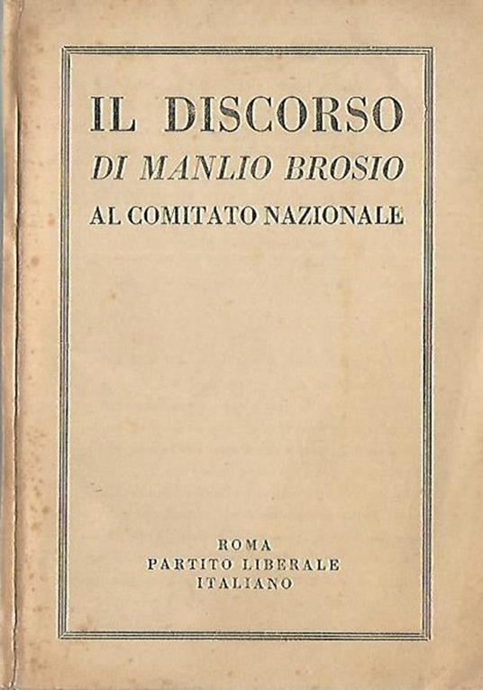 Il discorso di Manlio Brosio al comitato nazionale - copertina