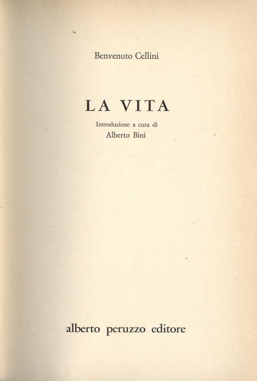La vita - Benvenuto Cellini - copertina
