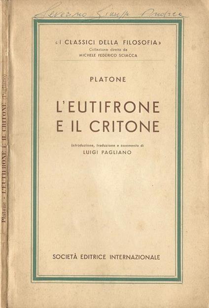L' Eutifrone E Il Critone - Platone - copertina