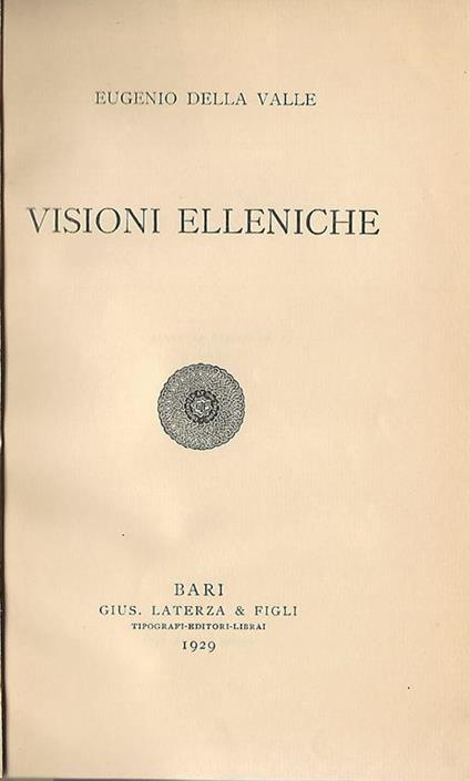 Visioni Elleniche - Eugenio Della Valle - copertina