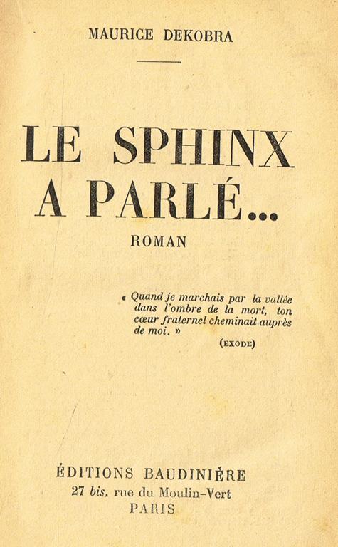 Le Sphinx A Parlè - Maurice Dekobra - copertina