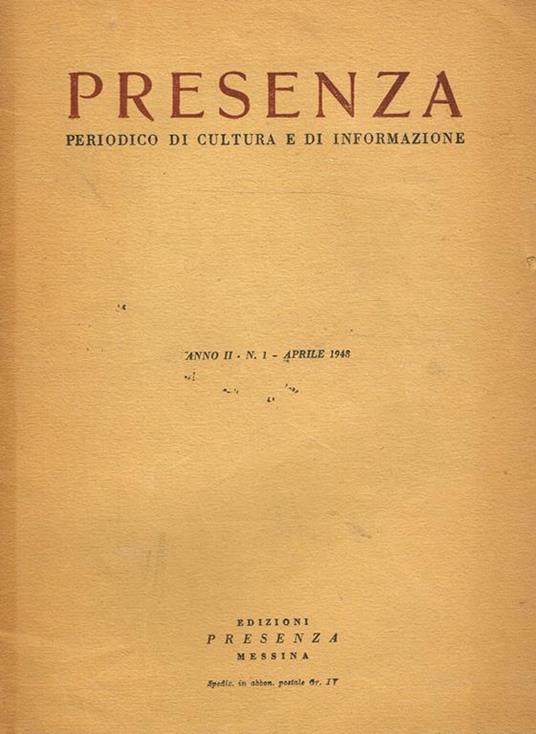 Presenza Anno Ii Vol.Ii. Periodico Di Cultura E Di Informazione - copertina