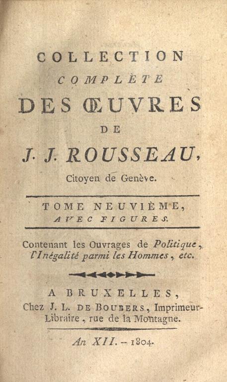 Collection complete des oeuvres de J. J. Rousseau. Vol. IX - Jean-Jacques Rousseau - copertina