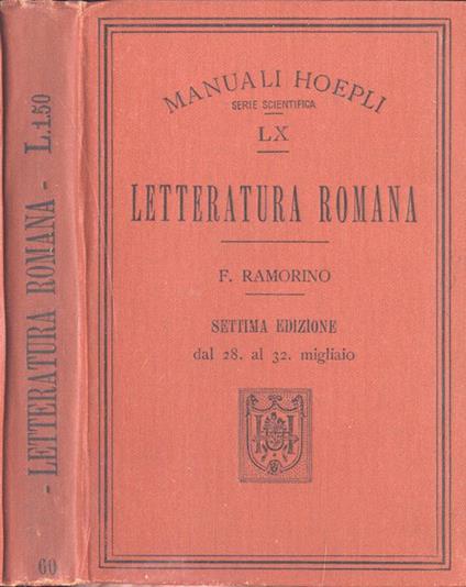 Lettratura romana - Felice Ramorino - copertina