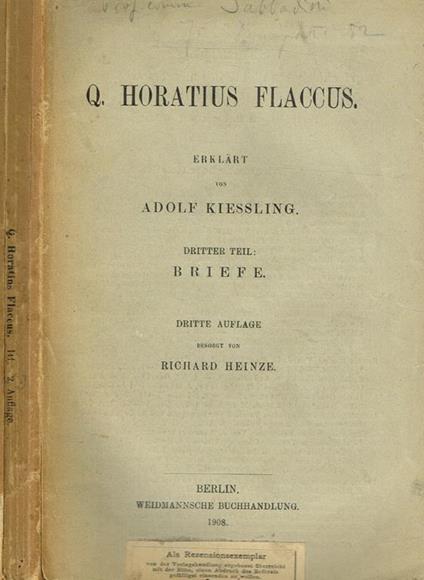 Briefe - Q. Flacco Orazio - copertina