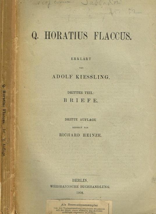 Briefe - Q. Flacco Orazio - copertina