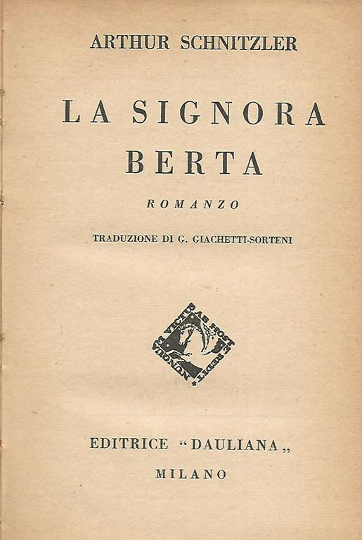 La signora Berta - Arthur Schnitzler - copertina