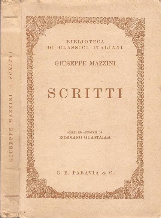 Scritti - Giuseppe Mazzini - copertina