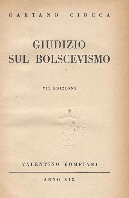 Giudizio sul bolscevismo - Gaetano Ciocca - copertina