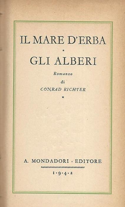Il mare d'erba- Gli alberi - Conrad Richter - copertina