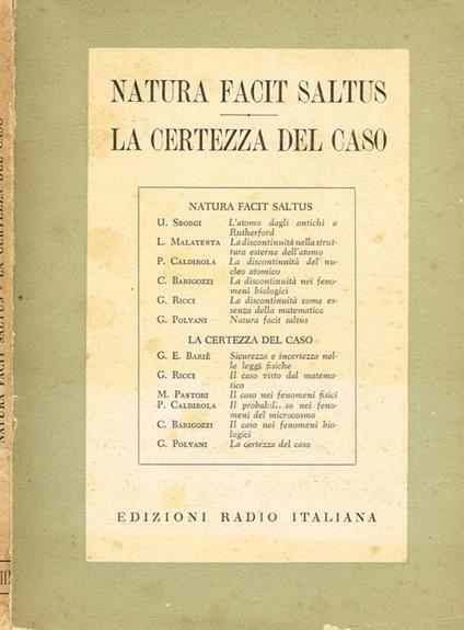 Natura Facit Saltus. La Certezza Del Caso - copertina