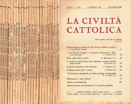 La civiltà cattolica - 1960. Rivista bimensile - copertina