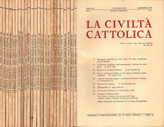 La civiltà cattolica. 1965. Rivista bimensile - copertina