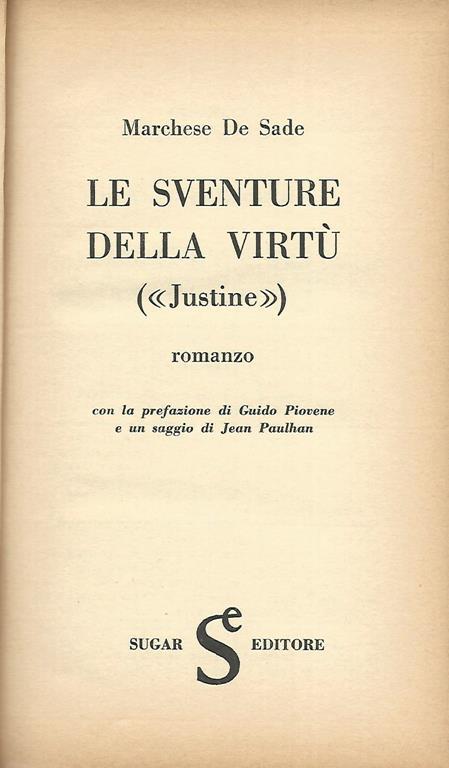 Le sventure della virtù. (Justine) - François de Sade - copertina