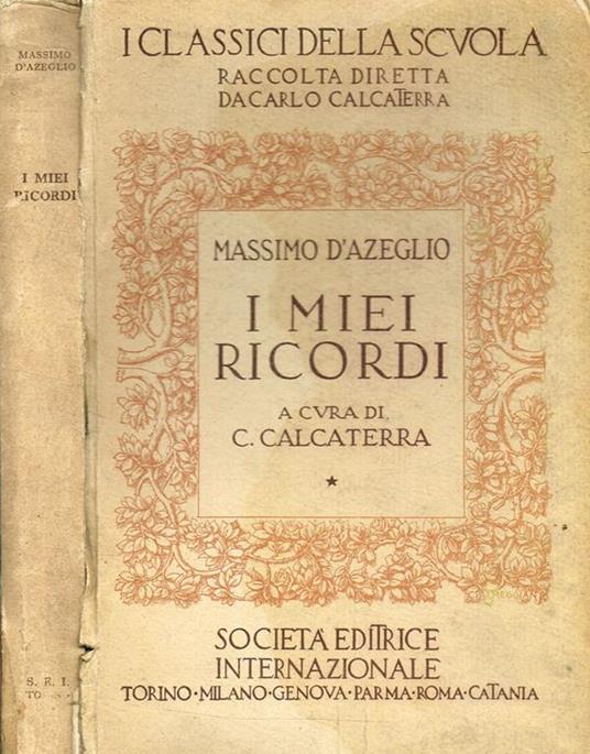 I Miei Ricordi - Massimo D'Azeglio - copertina