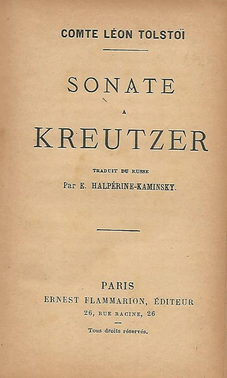 Sonate a Kreutzer - Lev Tolstoj - copertina