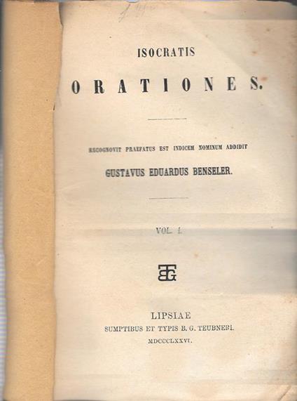 Isocrates Orationes - copertina