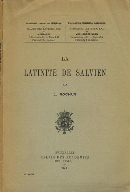 La Latinitè De Salvien - Laurent Rochus - copertina