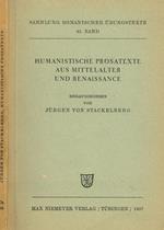 Humanistische Prosatexte Aus Mittelalter Und Renaissance