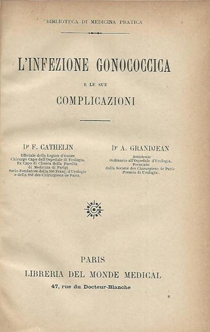 L' infezione gonococcica e le sue complicazioni - copertina