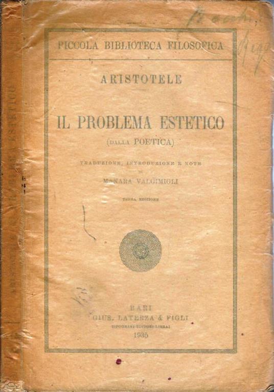 Il problema estetico. Dalla Poetica - Aristotele - copertina