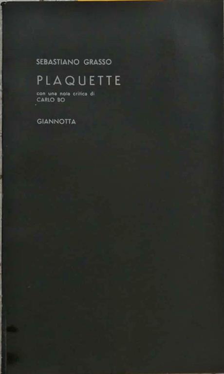 Plaquette - Sebastiano Grasso - copertina