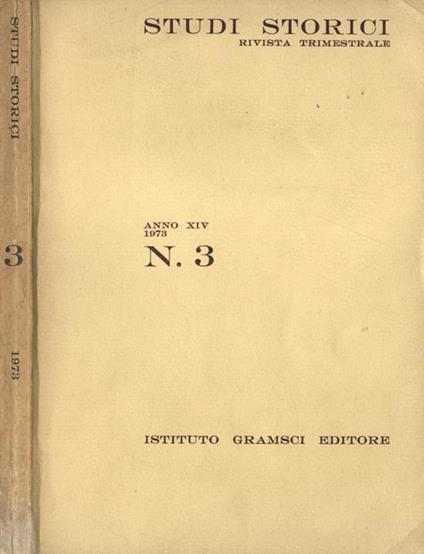 Studi storici Anno XIV n. 3 - copertina