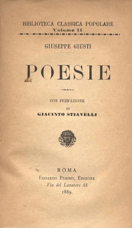 Poesie - Giuseppe Giusti - copertina
