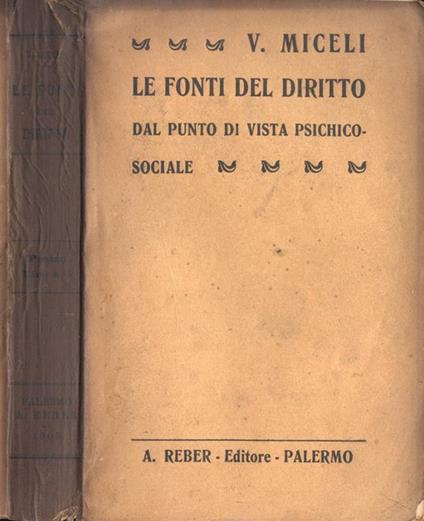 Le fonti del diritto. Dal Punto Di Vista Psichico Sociale - Vincenzo Miceli - copertina