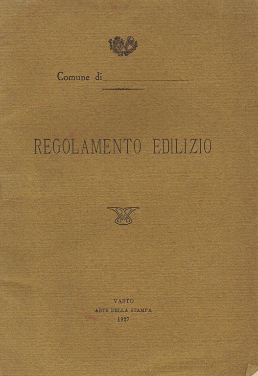 Regolamento Edilizio - copertina