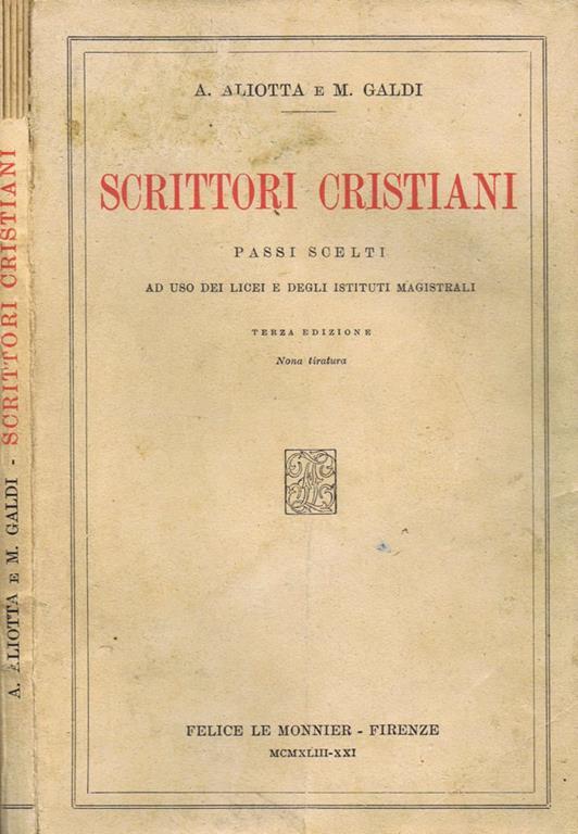 Scrittori Cristiani. Passi Scelti - Antonio Aliotta - copertina