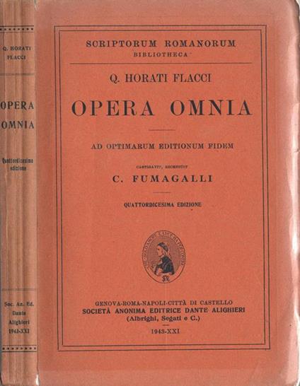Opera omnia. Ad optimarum editionum fidem - Q. Flacco Orazio - copertina