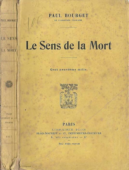 Le Sens de la Mort - Paul Bourget - copertina
