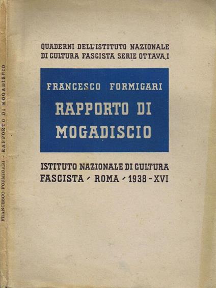 Rapporto di Mogadiscio - Francesco Formigari - copertina