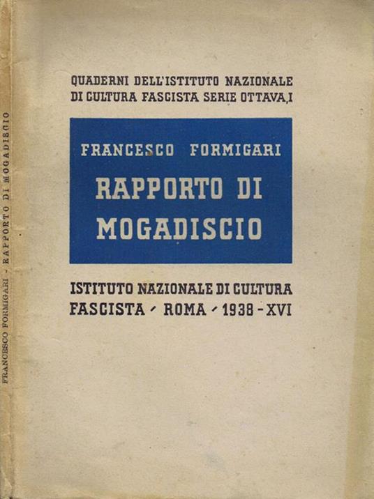 Rapporto di Mogadiscio - Francesco Formigari - copertina