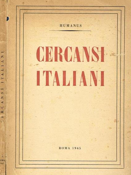 Cercansi italiani - Humanus - copertina