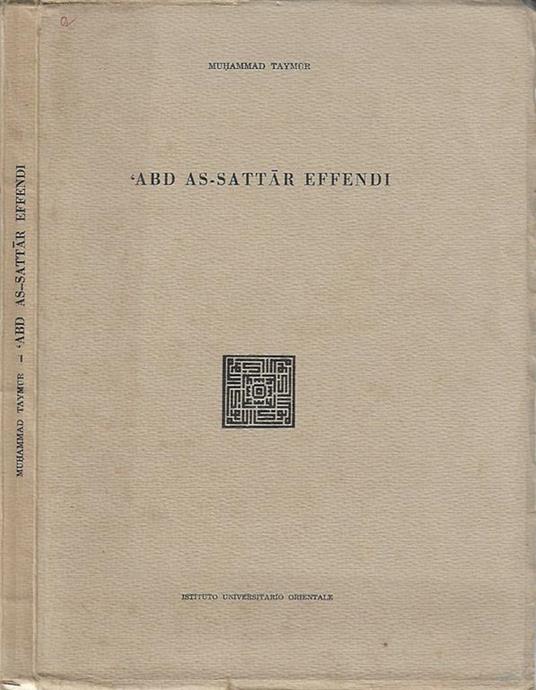 Abd as-Sattar Effendi - Muhammad Taymur - copertina