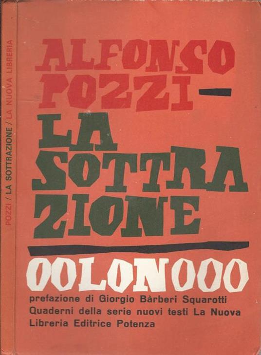 La sottrazione - Alfonso Pozzi - copertina