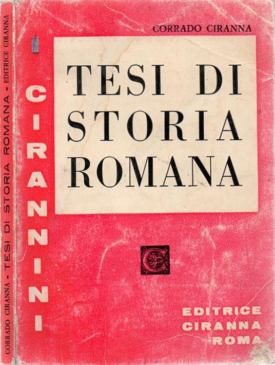 Tesi di storia romana - Corrado Ciranna - copertina