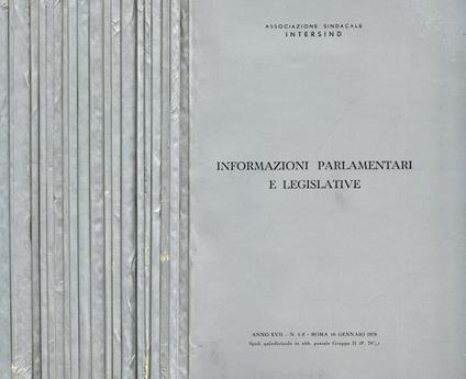 Informazioni parlamentari e legislative anno XVII n.1-21 - copertina