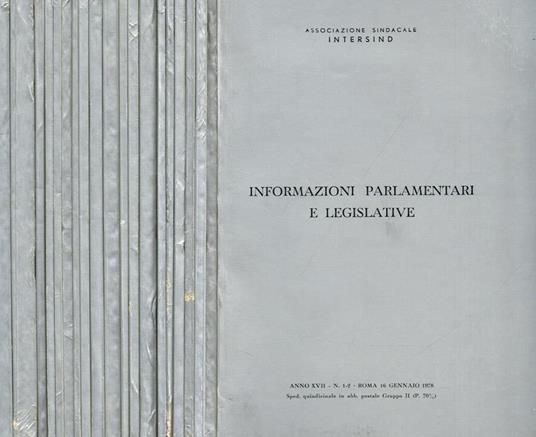 Informazioni parlamentari e legislative anno XVII n.1-21 - copertina