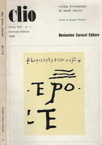 Clio n. 1. Rivista trimestrale di studi storici - copertina