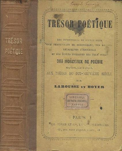 Trésor Poétique - Pierre Larousse - copertina