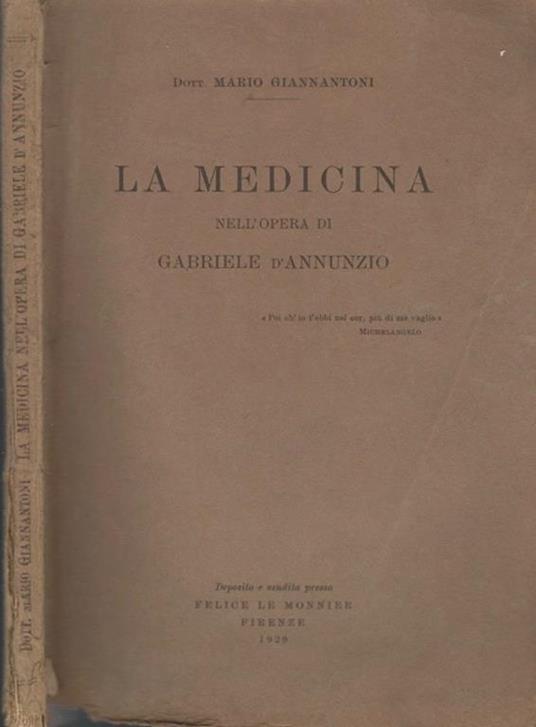 La medicina. nell'opera di Gabriele D'Annunzio - Mario Giannantoni - copertina