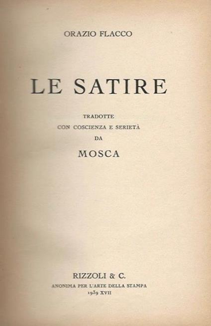 Le satire - Q. Flacco Orazio - copertina