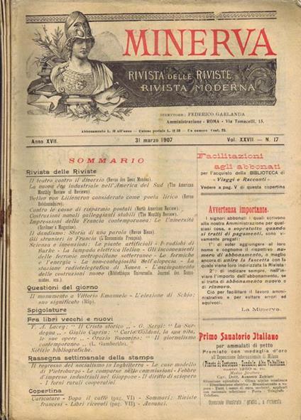 Minerva. Rivista delle Riviste. Rivista Moderna - Federico Garlanda - copertina