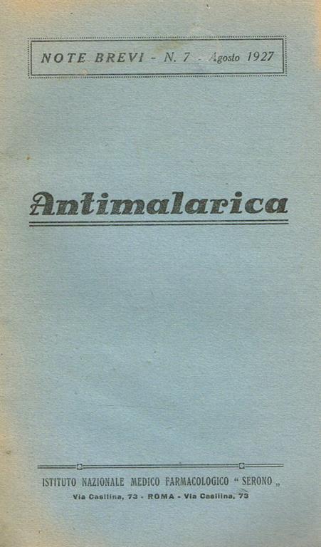 Antimalarica - copertina